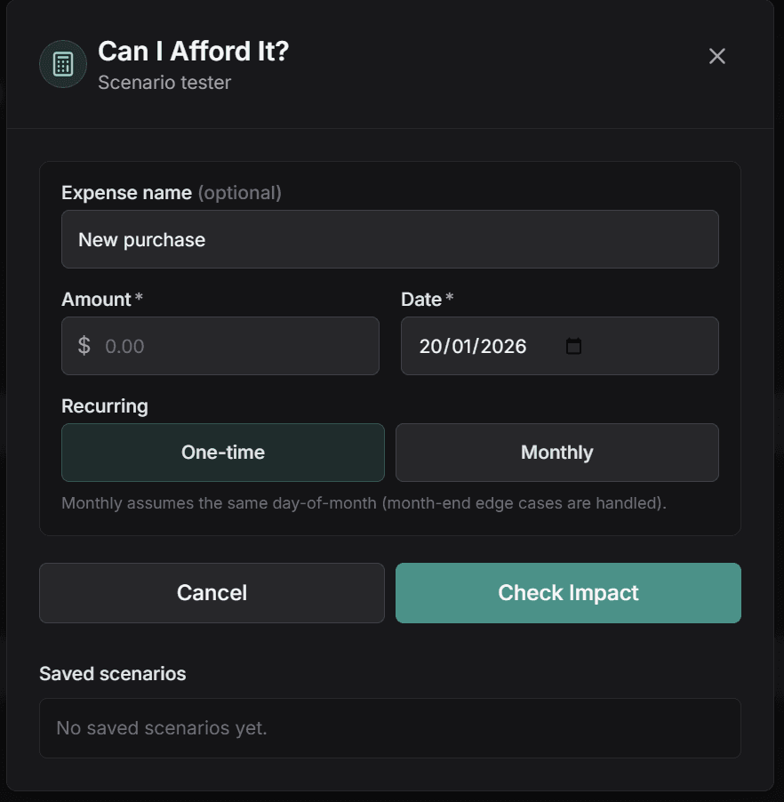 Can I Afford It scenario tester